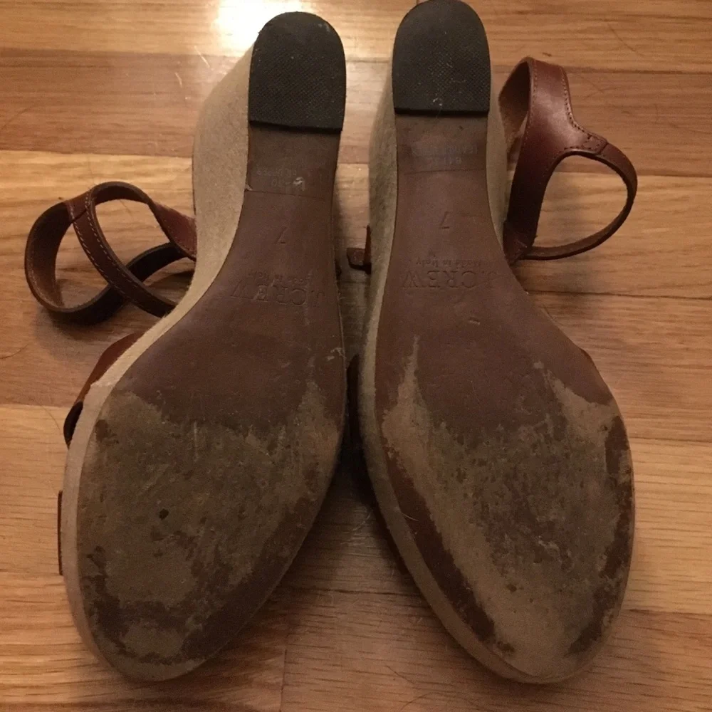 J. Crew Brown Leather Wedge Sandals